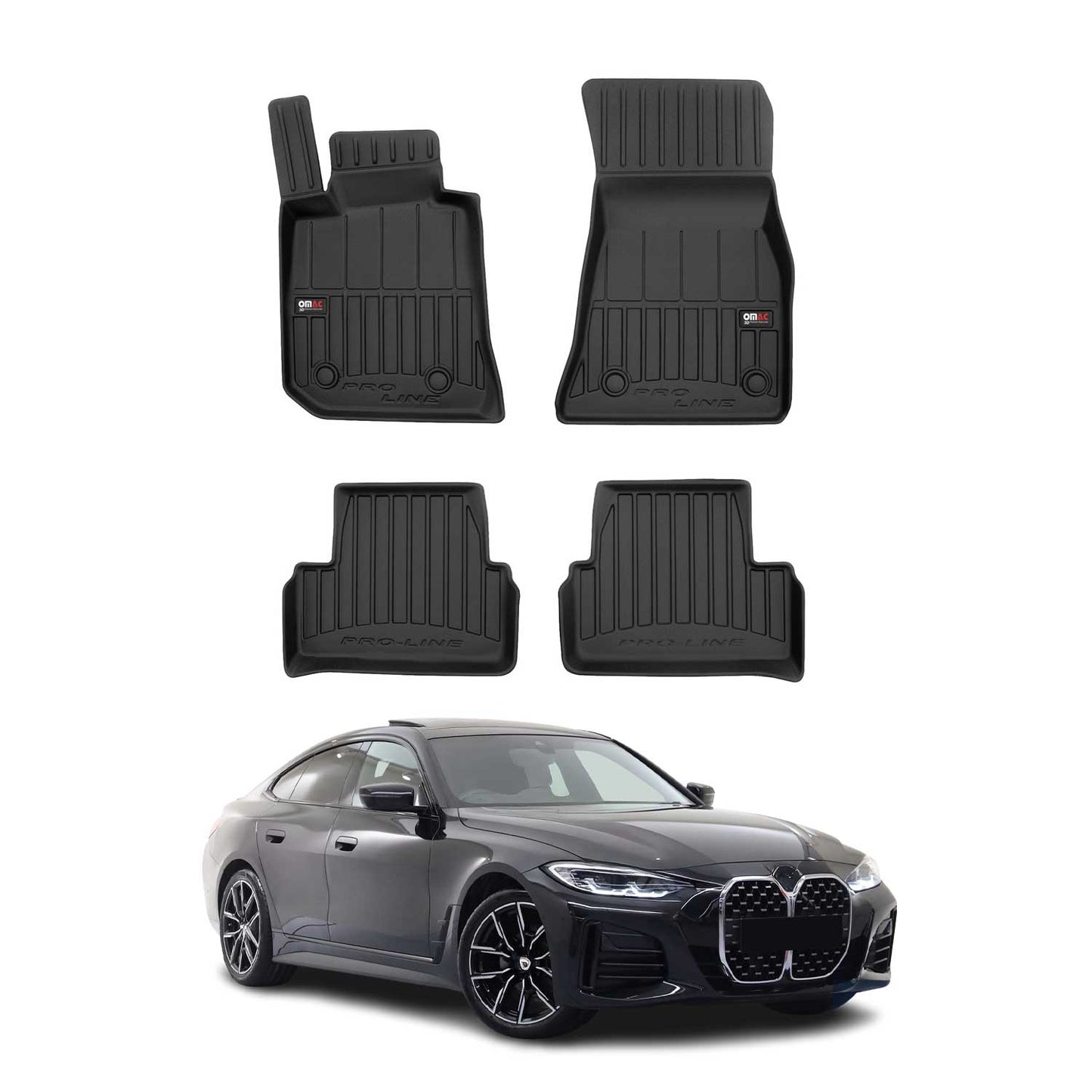2022-2025 BMW i4 Gran Coupe / BMW 4 Series G26 Gran Coupe Premium Floor Mats Liners Full Set All Weather Heavy Duty Black