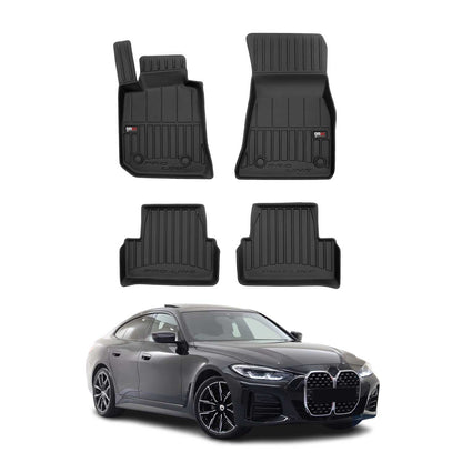 2022-2025 BMW i4 Gran Coupe / BMW 4 Series G26 Gran Coupe Premium Floor Mats Liners Full Set All Weather Heavy Duty Black