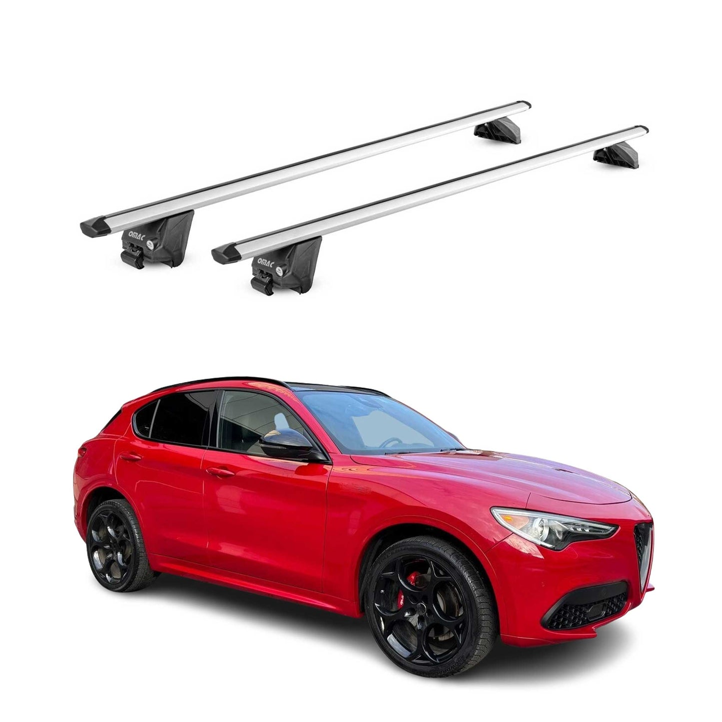 2018-2025 Alfa Romeo Stelvio Roof Rack Cross Bars Silver
