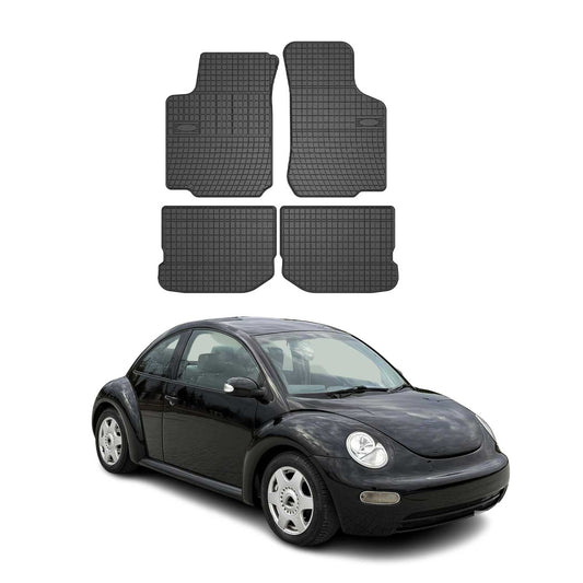 1998-2010 VW New Beetle Floor Mats Liners Full Set All Weather Rubber Black