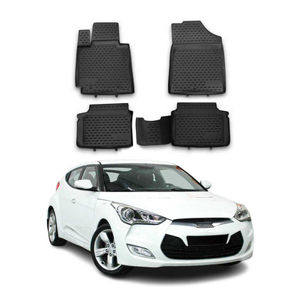 2012-2017 Hyundai Veloster Floor Mats Liners Full Set All Weather Black