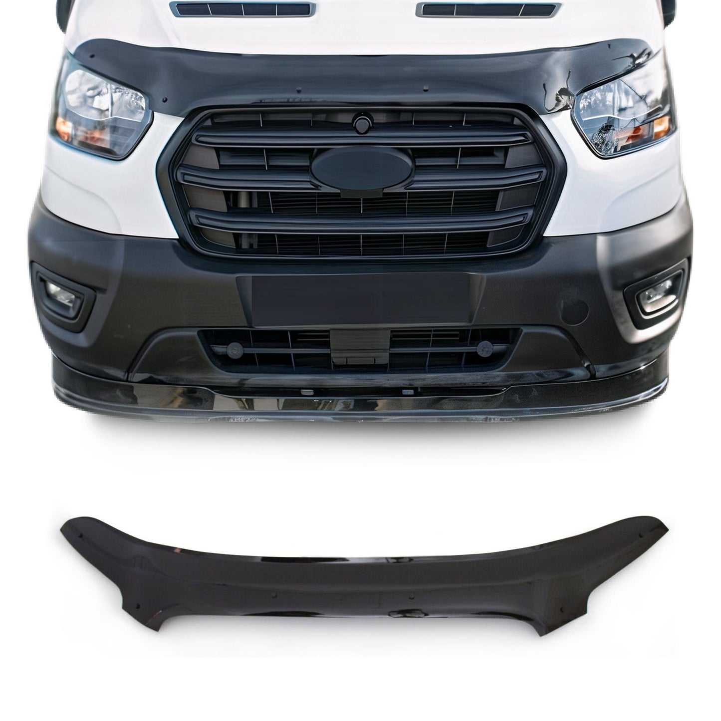 2015-2019 Ford Transit 150/250/350/350HD PRE-FL Front Bug Shield Hood 1 Pc Smoke