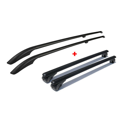 OMAC Roof Rack Rails Cross Bars Set for Porsche Cayenne 2003-2010 Black 4 Pcs 5801933B-SET