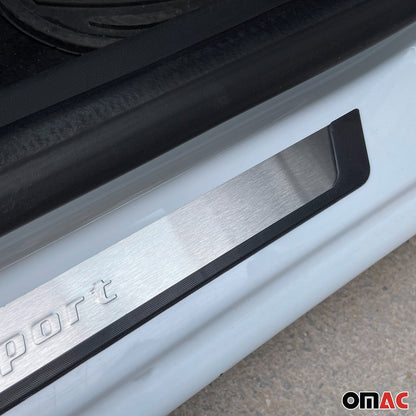 OMAC Door Sill Scuff Plate Scratch Protector for Ford F Series Sport Steel Silver 2x U021633