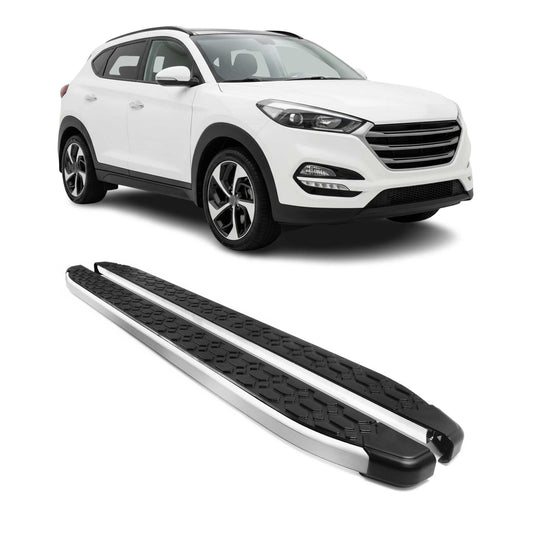 2016-2021 Hyundai Tucson Running Boards Side Steps Silver & Black