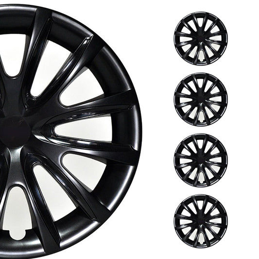Bicolo Hub Caps Wheel Cover 15" Black & Black Full Set 4 pcs.