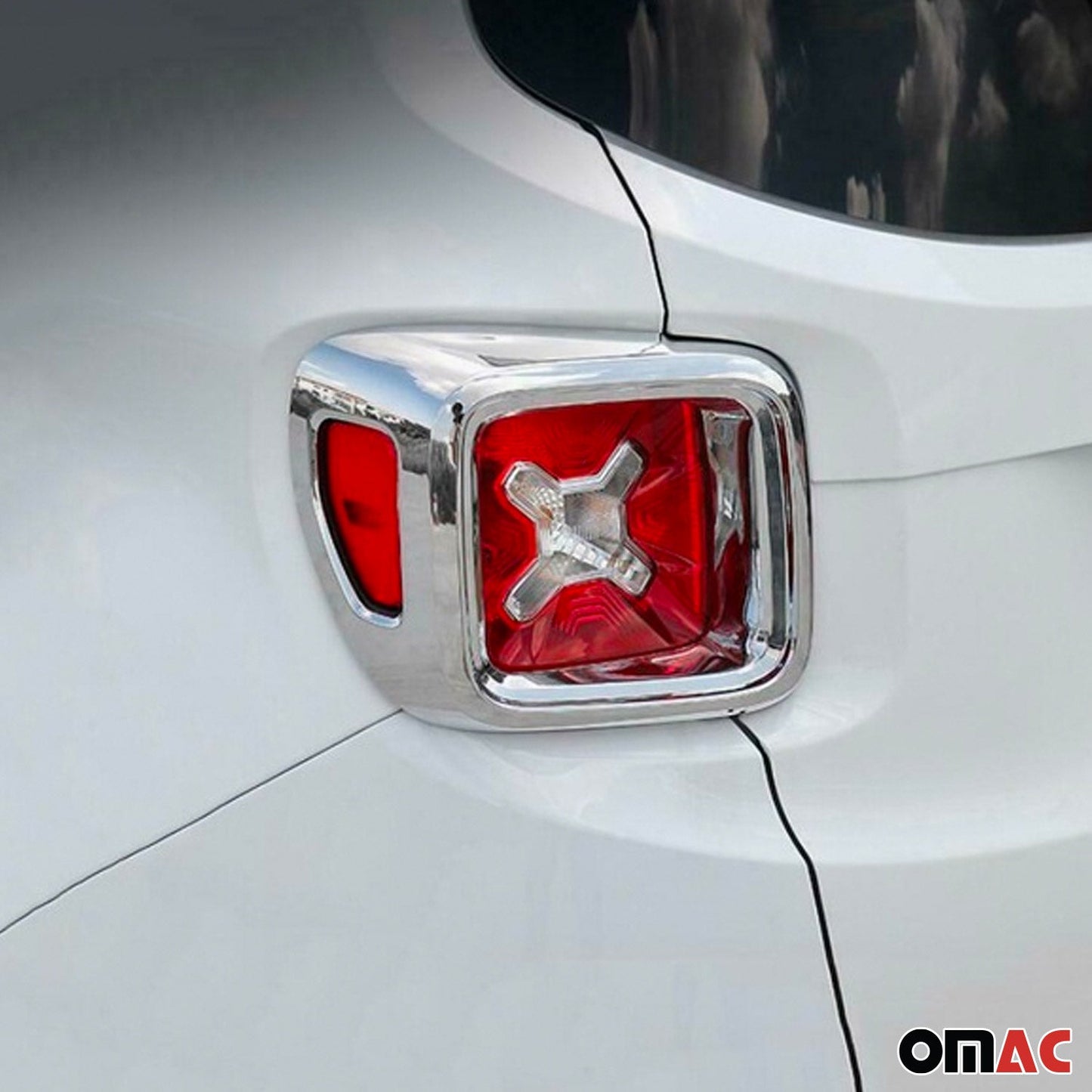 OMAC Trunk Tail Light Trim Frame for Jeep Renegade 2015-2018 Chrome Silver 2 Pcs 1708101