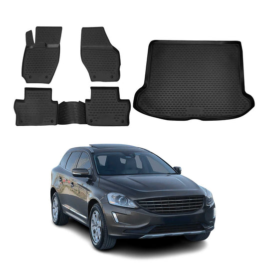 2010-2017 Volvo XC60 Floor Mats & Cargo Liner Full Set All Weather Black