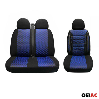 OMAC Front Car Seat Covers Protector for RAM Promaster 2014-2024 Black & Blue 2+1 A011823