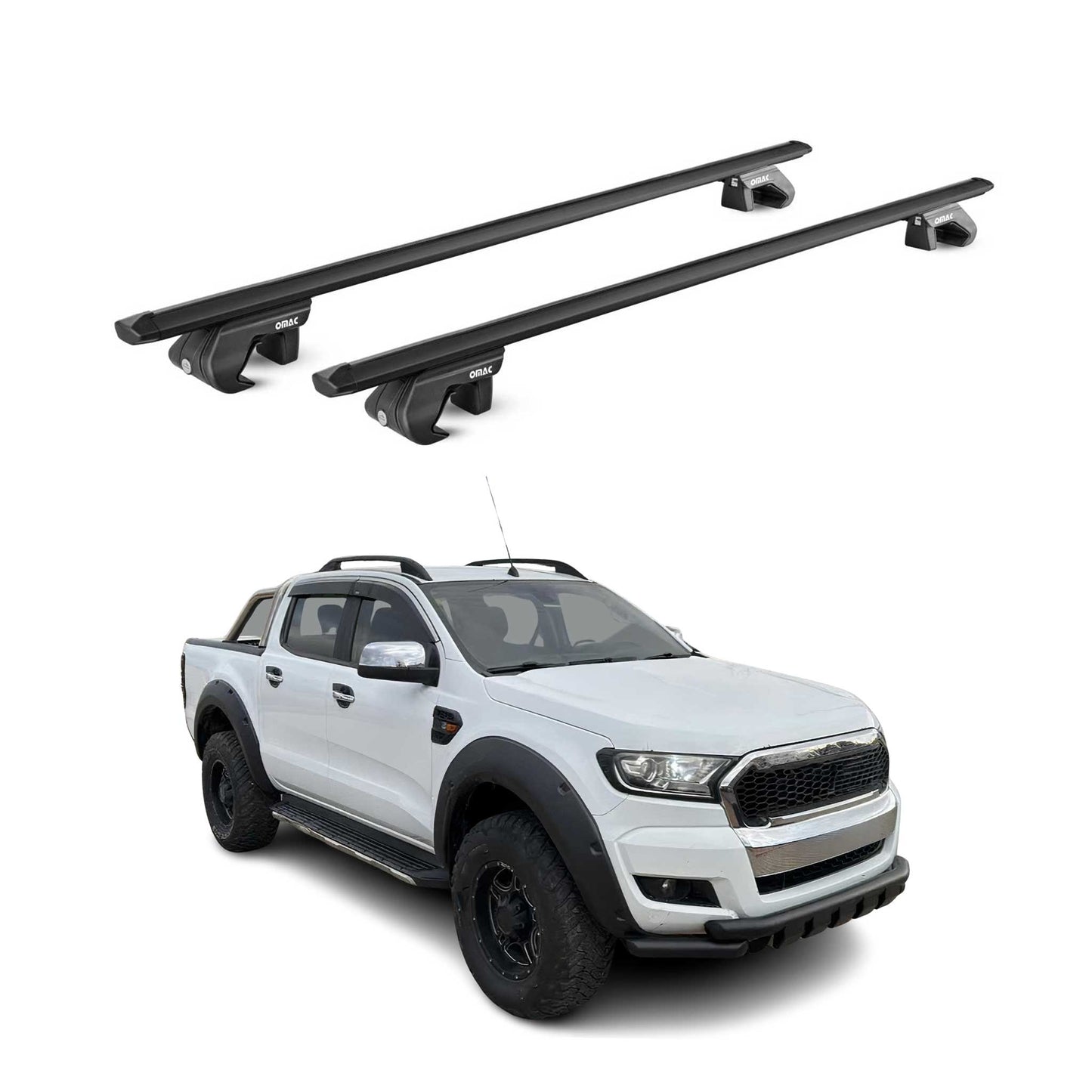 2011-2024 Ford Ranger Roof Rack Cross Bars Black