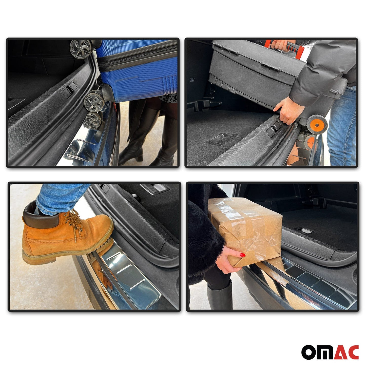 OMAC Chrome Rear Bumper Guard Trunk Sill Protector Fits BMW X4 F26 2015-2018 S. Steel 1224093