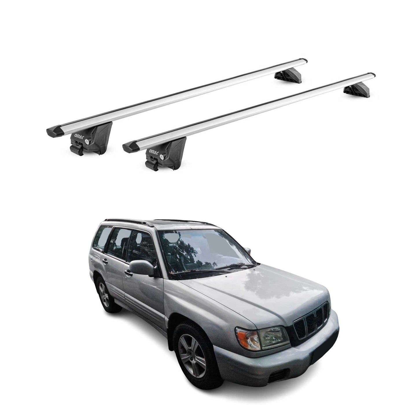 1998-2003 Subaru Forester Roof Rack Cross Bars Silver
