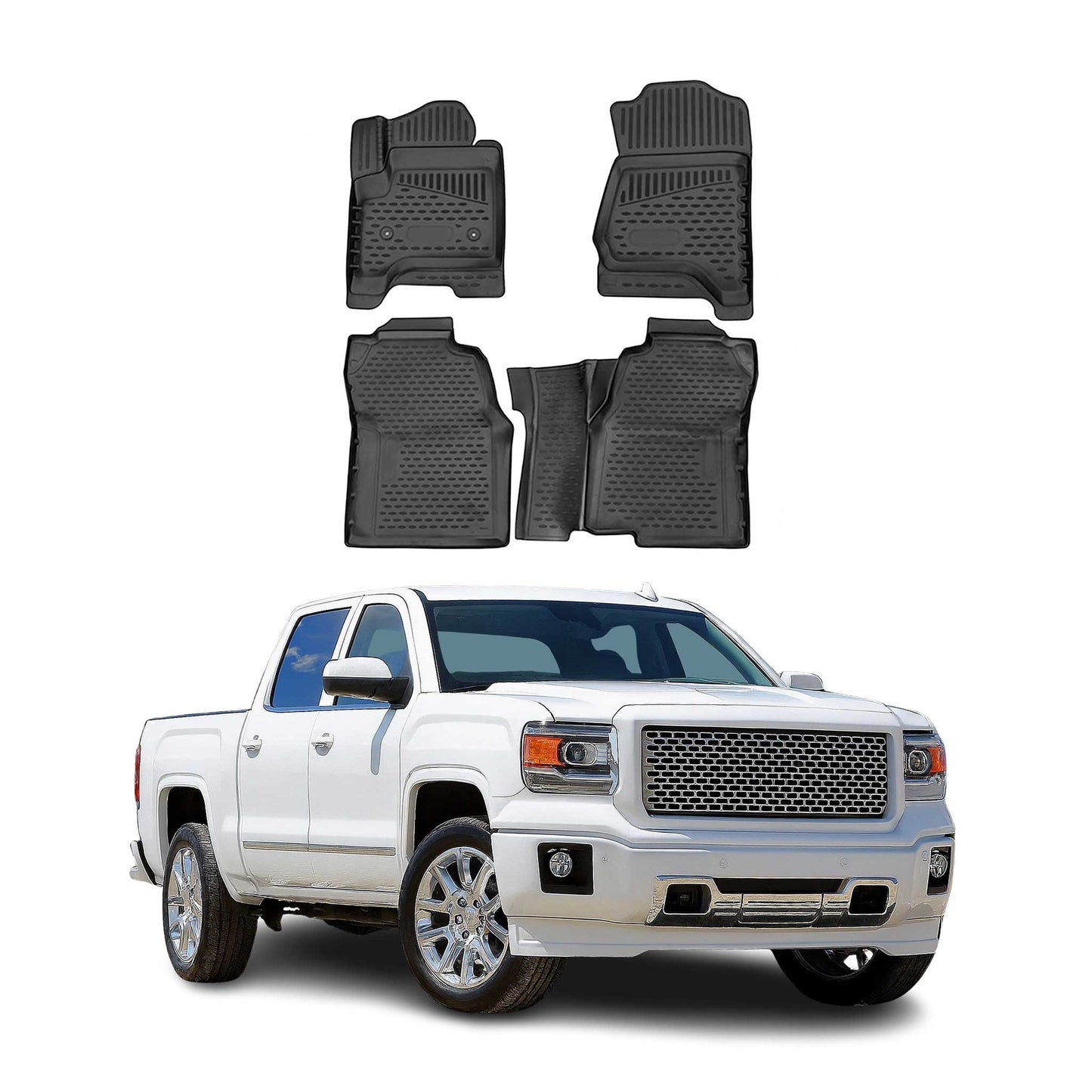 2014-2019 GMC Sierra Crew Cab 1500 2500 Floor Mats Liners Full Set All Weather