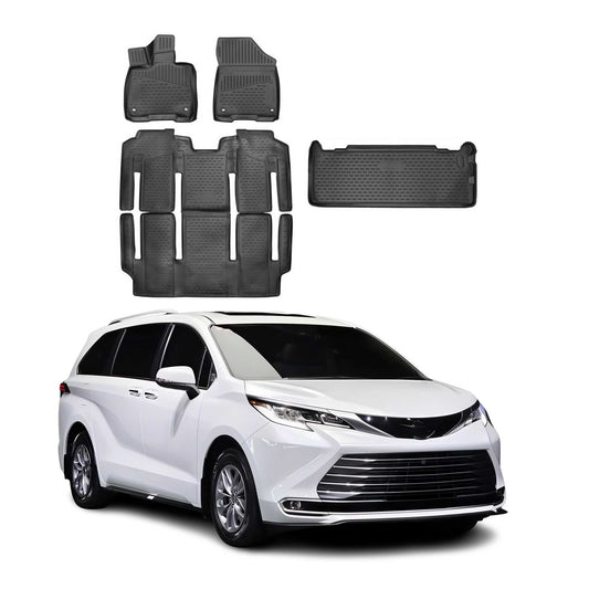 2021-2025 Toyota Sienna 7 Seats Floor Mats & Cargo Liner Full Set Black