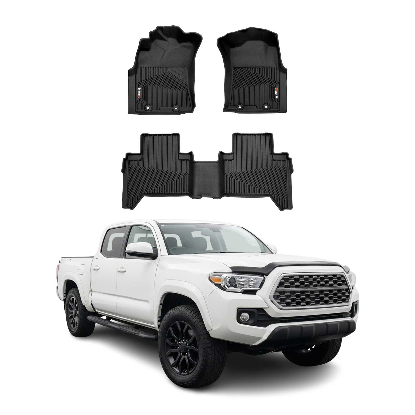 2005-2015 Toyota Tacoma Double Cab Premium Floor Mats Liners First and Second Row Set