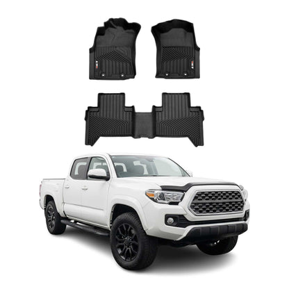 2005-2015 Toyota Tacoma Double Cab Premium Floor Mats Liners First and Second Row Set