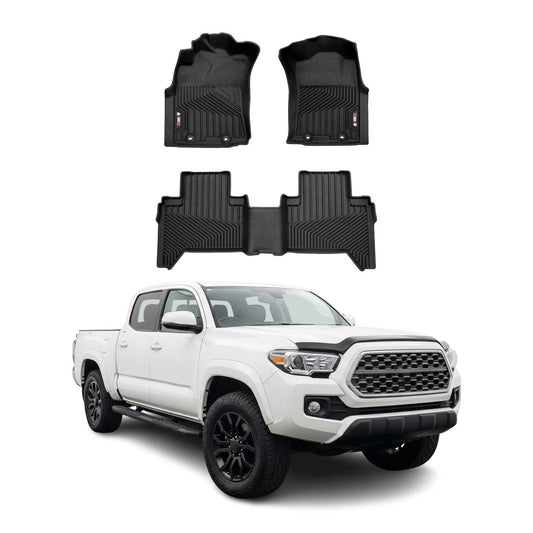2005-2015 Toyota Tacoma Double Cab Premium Floor Mats Liners First and Second Row Set