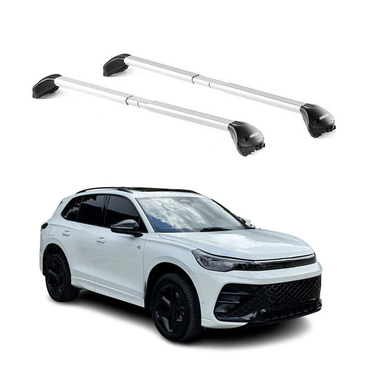 2025 VW Tiguan Roof Rack Cross Bars Luggage Carrier Alu Silver 2x
