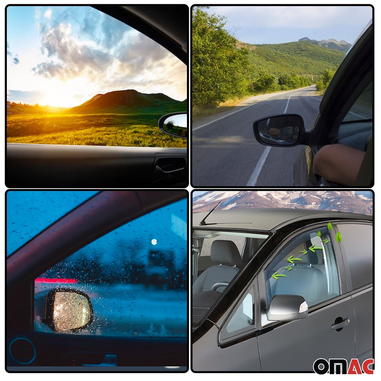 OMAC For 2006-2012 BMW 3 Series Sedan Window Visor Wind Deflector Sun Rain Guard 2x 1203FR12.507