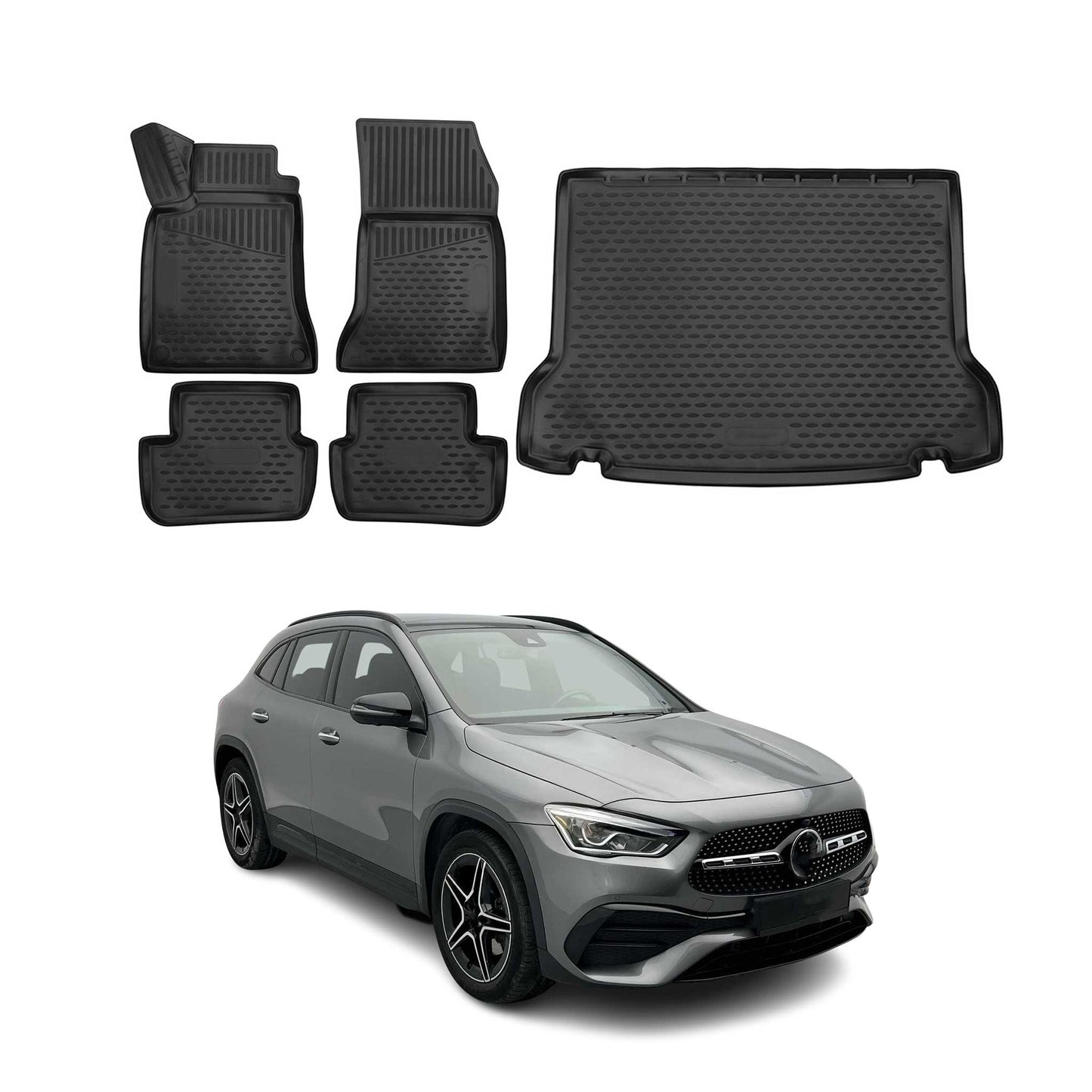 2020-2026 Mercedes GLA Class H247 Floor Mats & Cargo Liner Full Set All Weather Black