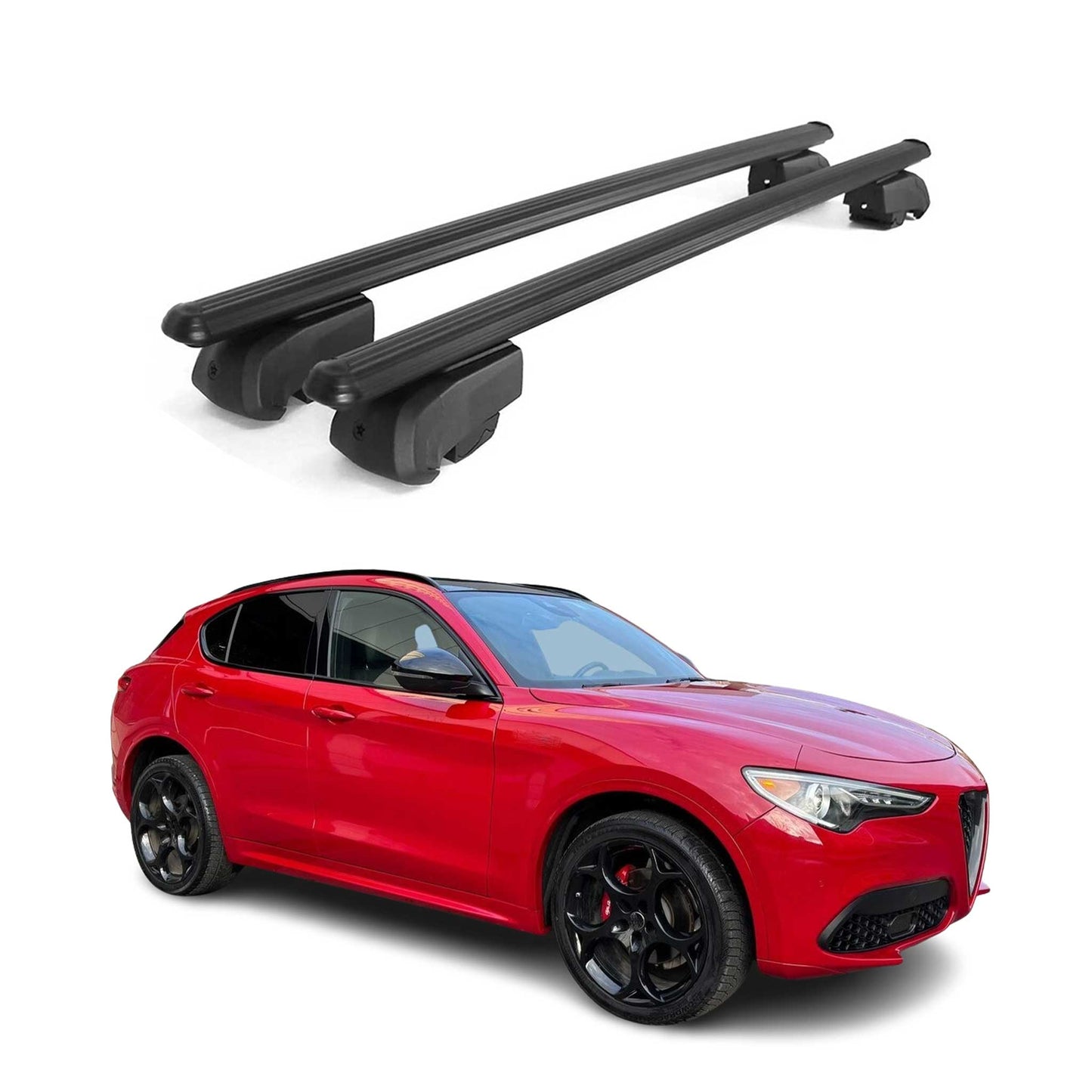 2017-2025 Alfa Romeo Stelvio Roof Rack Cross Bars Black