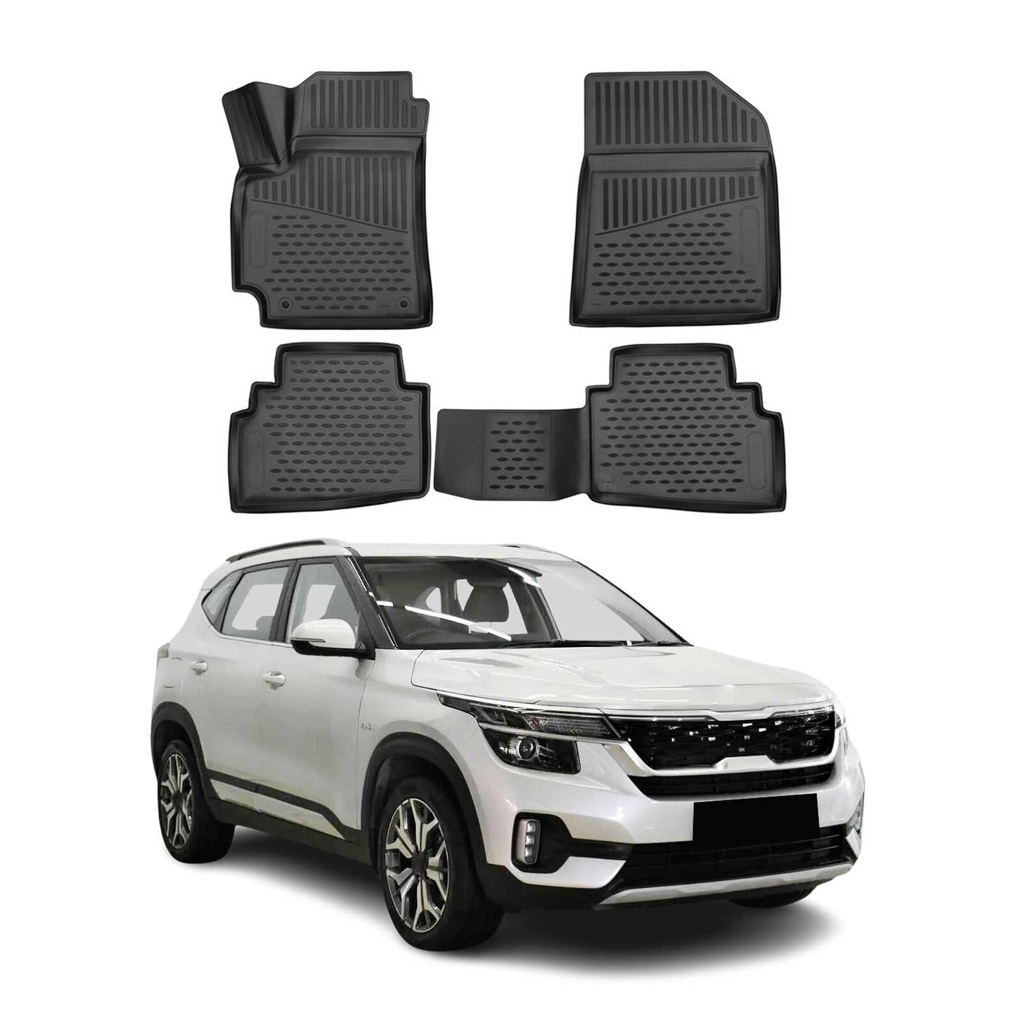 2021-2026 Kia Seltos Floor Mats Liners Full Set All Weather Black
