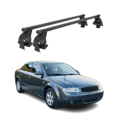 Smooth Roof Racks Cross Bars Carrier for Audi A4 2001-2004 Sedan Black 2Pcs