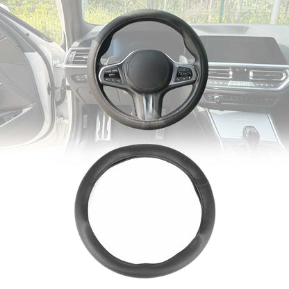 14.5-15.5’’ Steering Wheel Cover Black Dotted Leather Anti-slip Breathable
