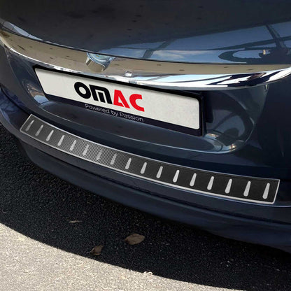 2016-2024 Fiat 500X Rear Bumper Sill Cover Carbon Foiled Stainless Steel Black 1 Pcs