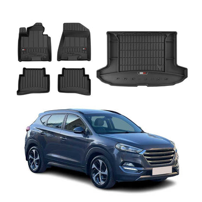 2016-2021 Hyundai Tucson Premium Floor Mats & Cargo Liner Full Set All Weather Heavy Duty Upper Trunk