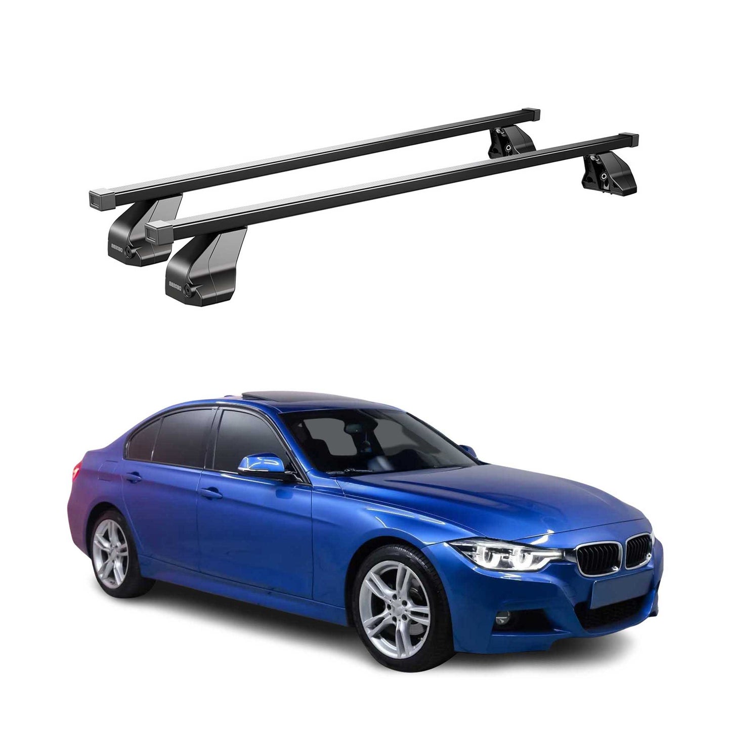 2012-2019 BMW 3 Series F30 Sedan Roof Rack Cross Bars Black