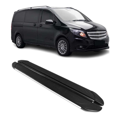2003-2014 Mercedes Vito W639 L1/L2 Running Boards Side Steps Silver & Black