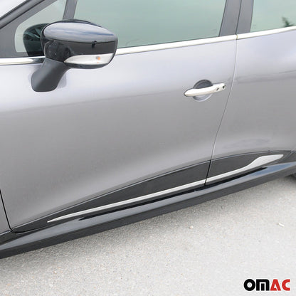 OMAC Side Door Molding Trim Skirt Garnish for Renault Clio 2012-2018 Steel Silver 4x 6116132