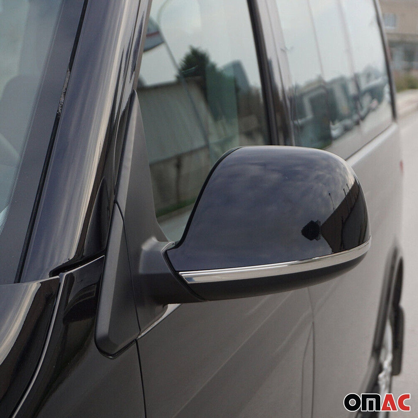 OMAC Side Mirror Cover Trim Fits VW T5 Transporter 2010-2015 Steel Silver 2 Pcs 7530115