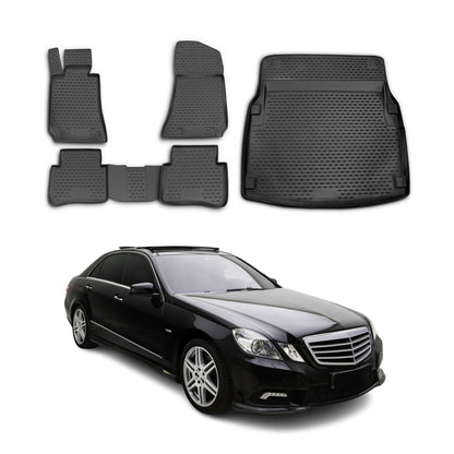 2010-2016 Mercedes E Class W212 Sedan Floor Mats & Cargo Liner Full Set All Weather Black