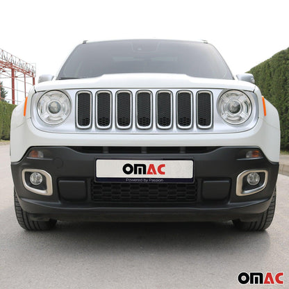 OMAC Fog Light Lamp Bezel Cover for Jeep Renegade 2015-2018 Brushed Steel Silver 2Pcs 1708103T