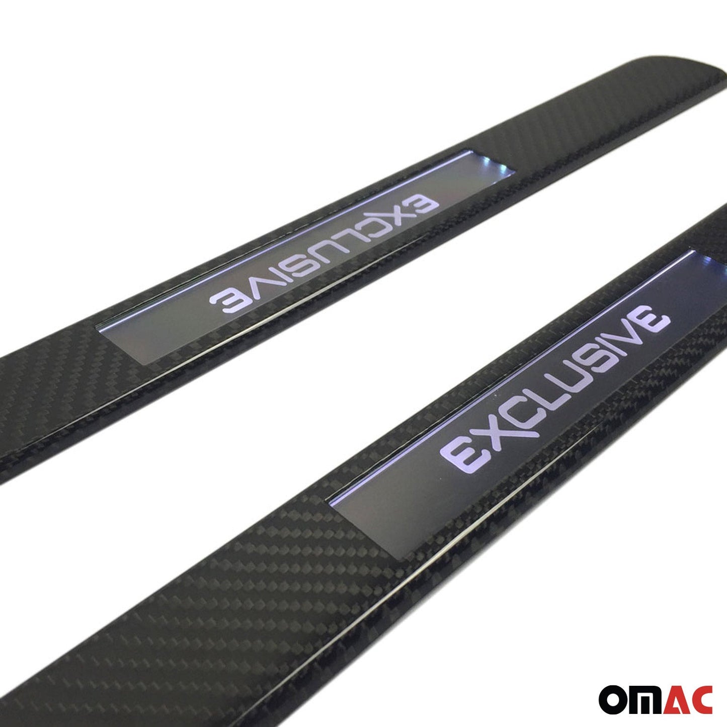 OMAC Genuine Carbon Illuminated LED Door Sill Cover Scuff Plate Exclusive 2 Pcs 9696090CE