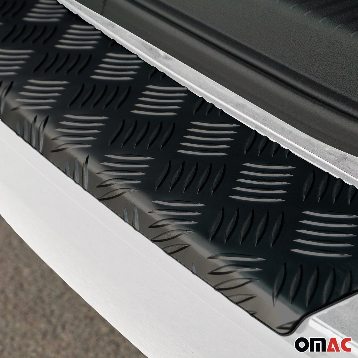 OMAC Rear Bumper Sill Cover Protector for Ford Transit 2015-2024 Aluminium Black 2626093AB