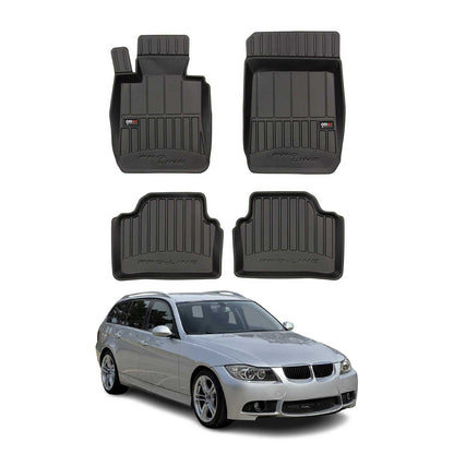 2005-2012 BMW 3 Series E91 Wagon Premium Floor Mats Liners Full Set All Weather Heavy Duty Black