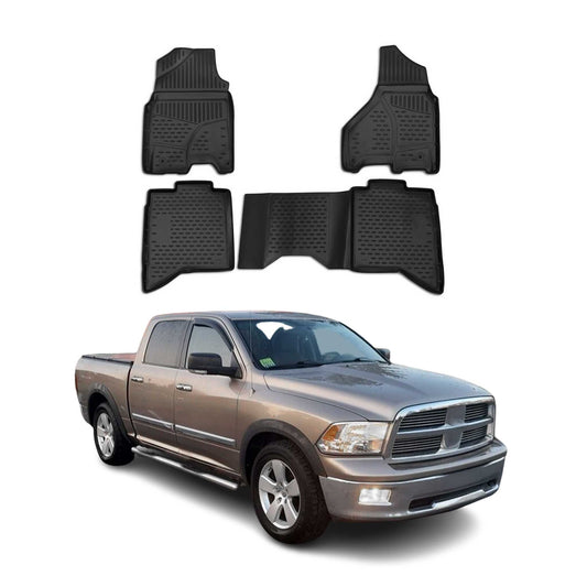 2009-2011 Dodge Ram Crew Cab Floor Mats Liners Full Set All Weather Black