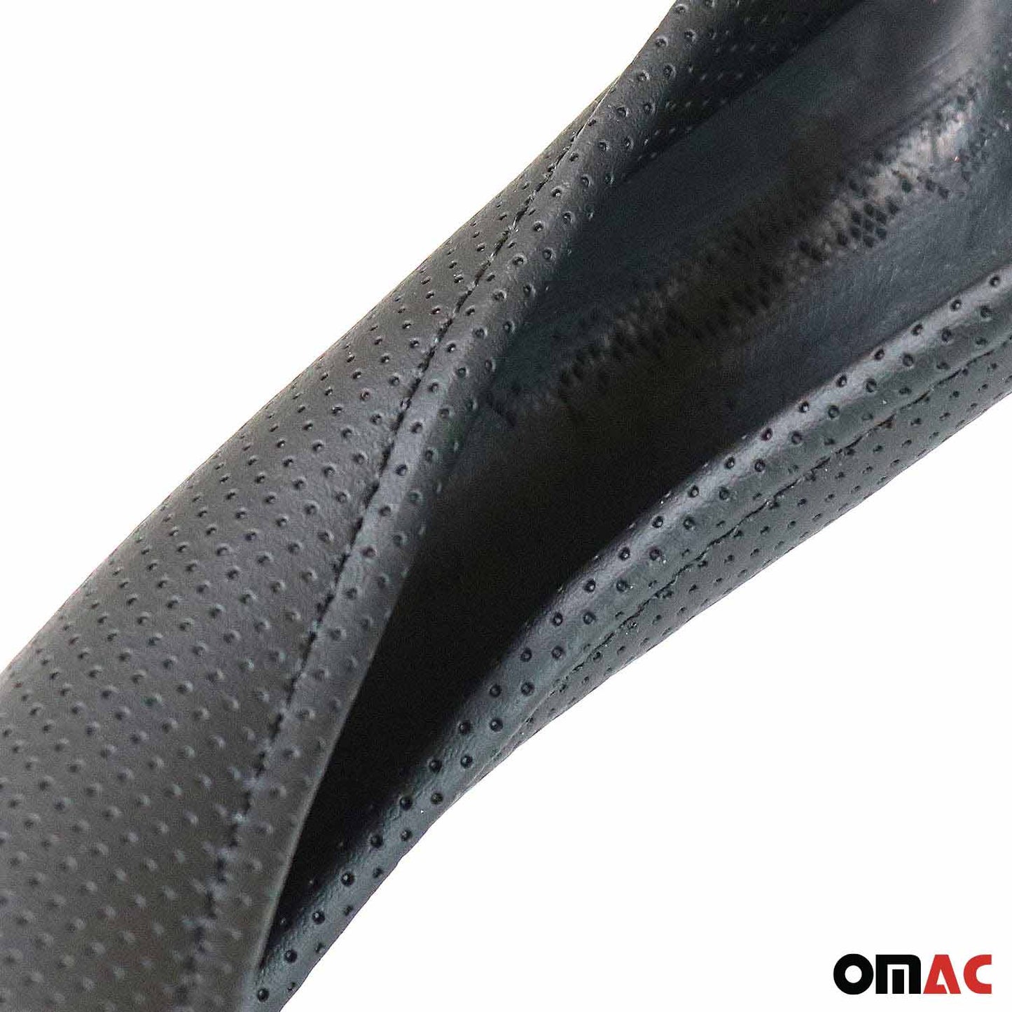14.5-15.5’’ Steering Wheel Cover Black Dotted Leather Anti-slip Breathable