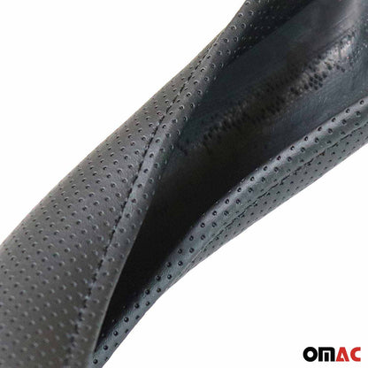 14.5-15.5’’ Steering Wheel Cover Black Dotted Leather Anti-slip Breathable