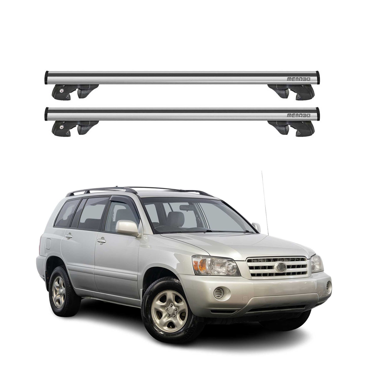 2001-2007 Toyota Highlander Roof Rack Cross Bars Silver