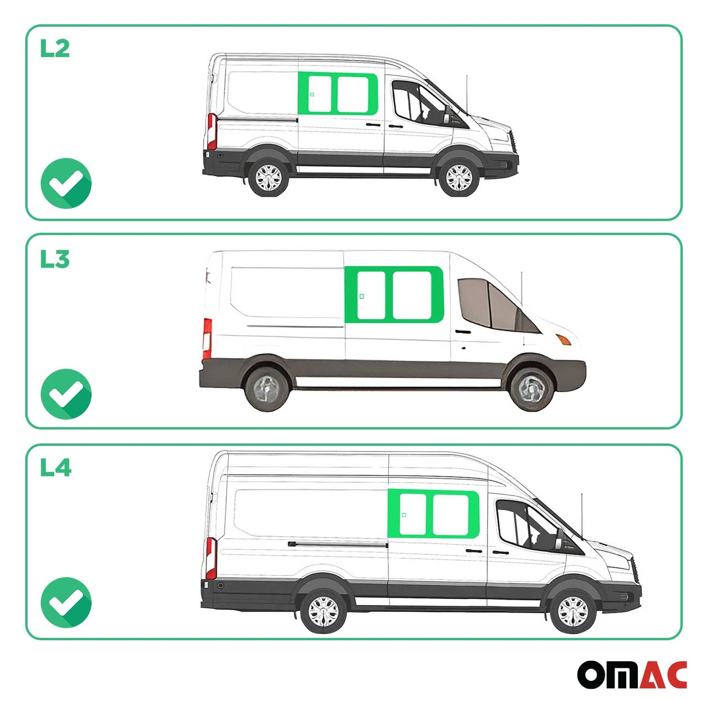 2015-2025 Ford Transit L2 L3 L4 Sliding Window Glass Front Right Side