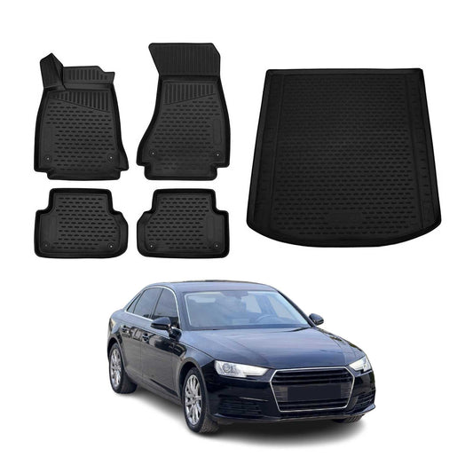 2017-2024 Audi A4 S4 Sedan Floor Mats & Cargo Liner Full Set All Weather Black