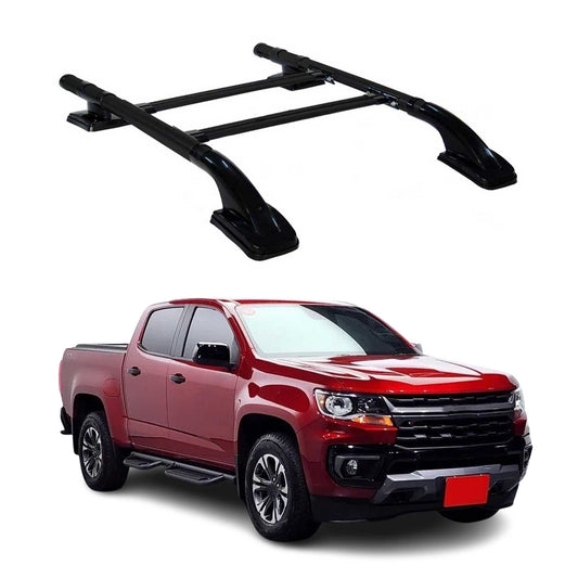 2015-2022 Chevrolet Colorado II Top Roof Rack Side Rails Black Alu 4Pcs