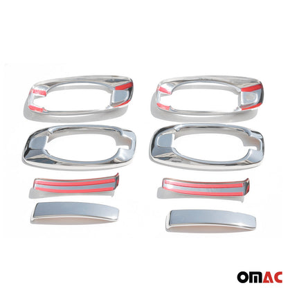 OMAC For Fiat Doblo 2010-2021 Chrome Door Handle Cover Trim S.Steel 4 Dr 8 Pcs U005874