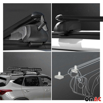 OMAC Lockable Roof Rack Cross Bars Luggage Carrier for Kia Niro 2023-2024 Black 2Pcs G003008