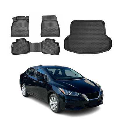 2020-2024 Nissan Versa Floor Mats & Cargo Liner Full Set Black