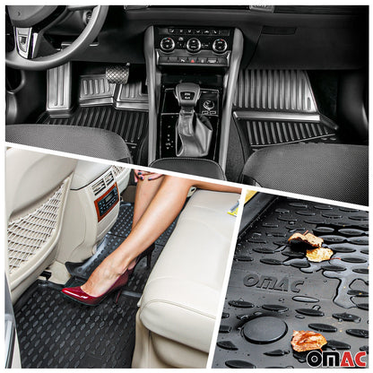 OMAC Custom Floor Mats & Cargo Liners for Ford Fusion 2002-2005 Black 5Pcs Rubber TPE 2604444-250